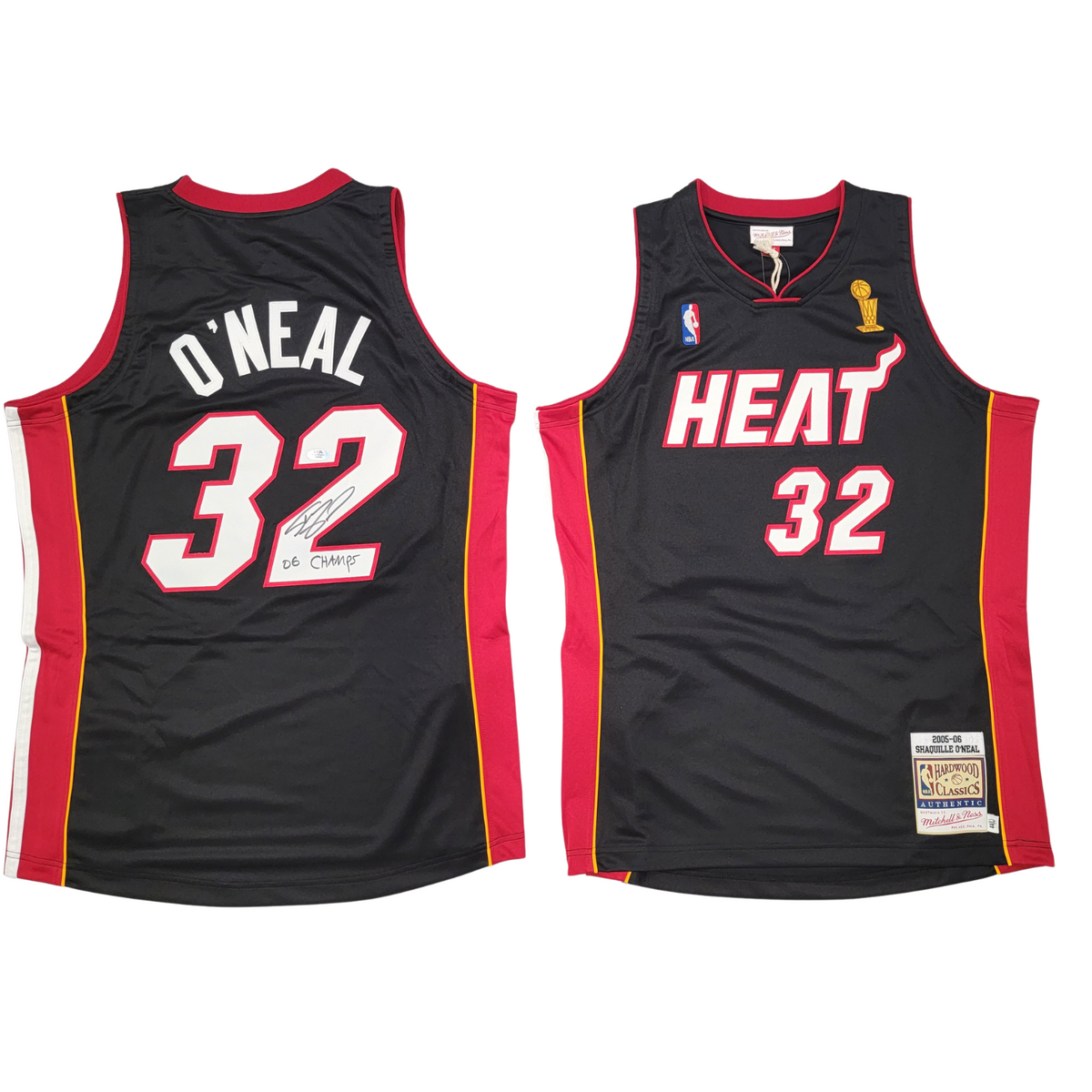 Shaquille O'Neal Autographed Black Miami Heat 05-06 Mitchell & Ness Authentic Jersey W/ 06 Champs PSA/DNA ITP