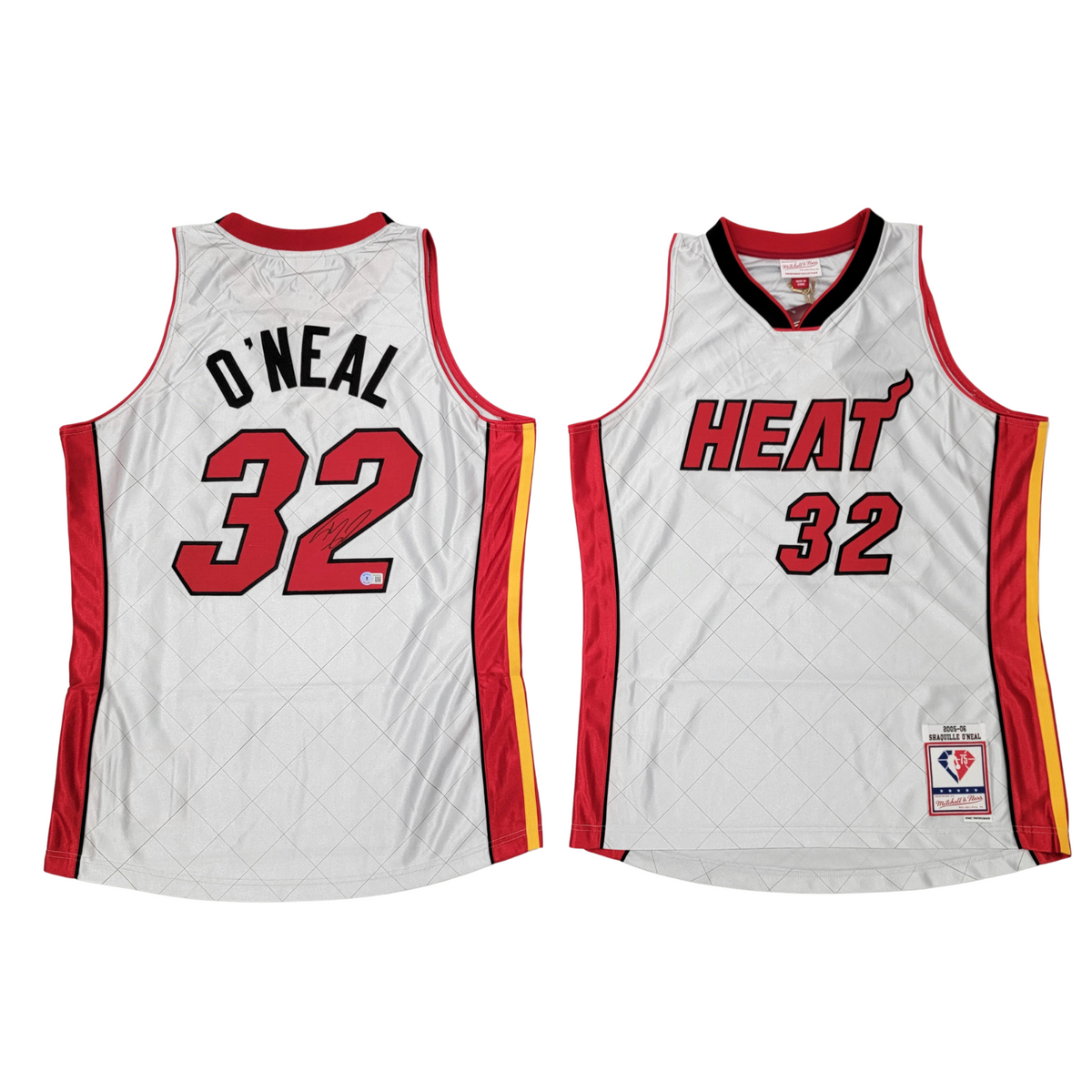 Shaquille O'Neal Autographed Miami Heat 2005-06 Mitchell & Ness 75th Anniversary Jersey Beckett Witnessed