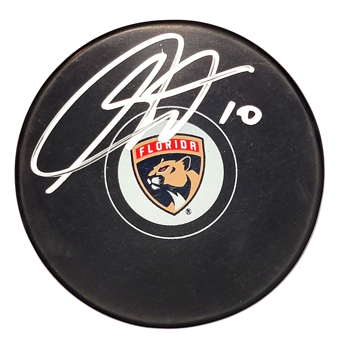 A.J. Greer Autographed Florida Panthers Hockey Puck Beckett Witnessed