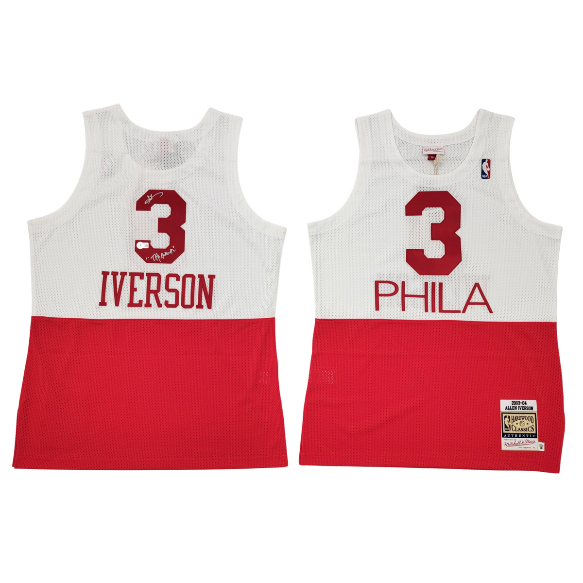Allen Iverson Autographed Philadelphia 76ers Red/White 2003-04 Mitchell & Ness Authentic Jersey W/ The Answer Beckett Witnessed