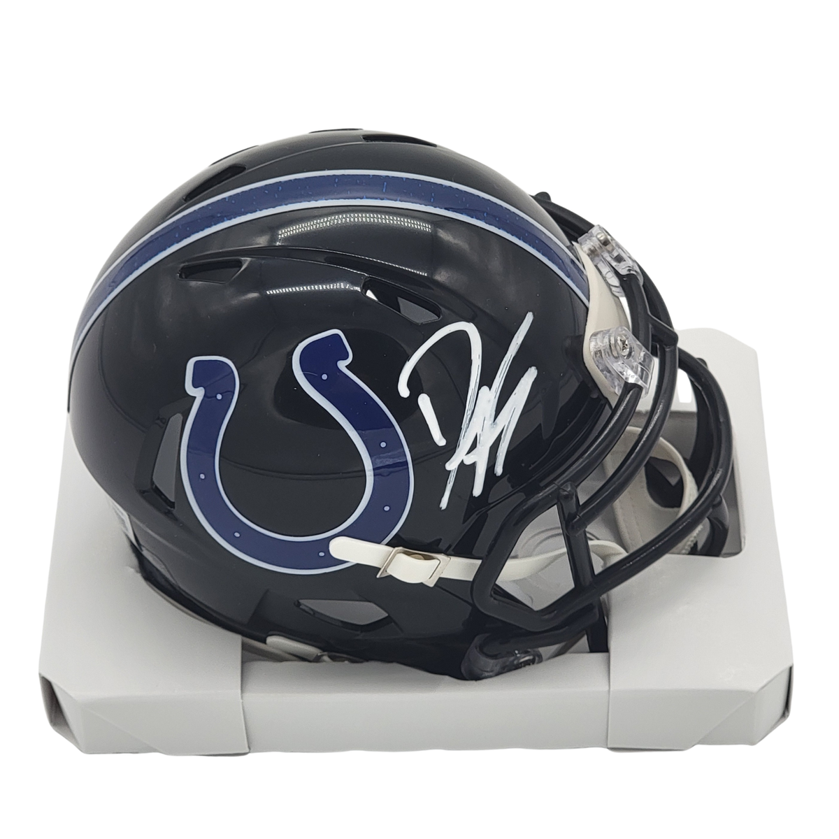 Dwight Freeney Autographed Indianapolis Colts Black ALT Mini Helmet Beckett Witnessed