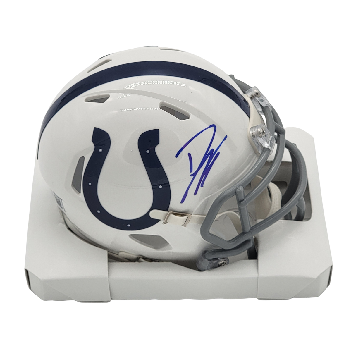 Dwight Freeney Autographed Indianapolis Colts 2004-19 T/B Mini Helmet Beckett Witnessed