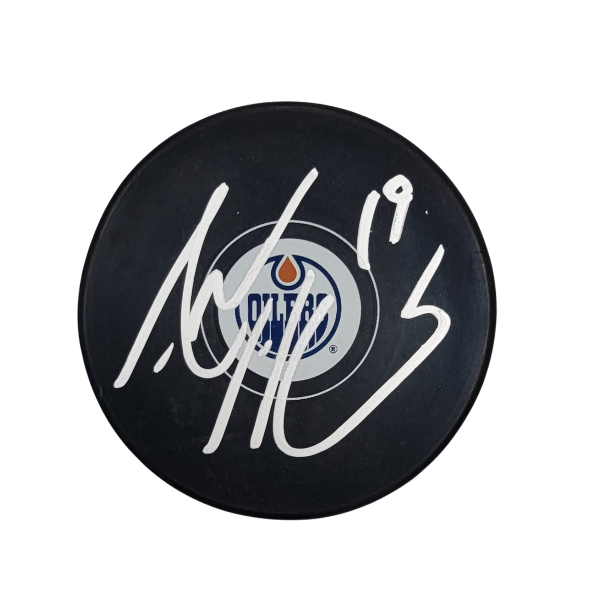 Adam Henrique Autographed Edmonton Oilers Logo Hockey Puck Beckett