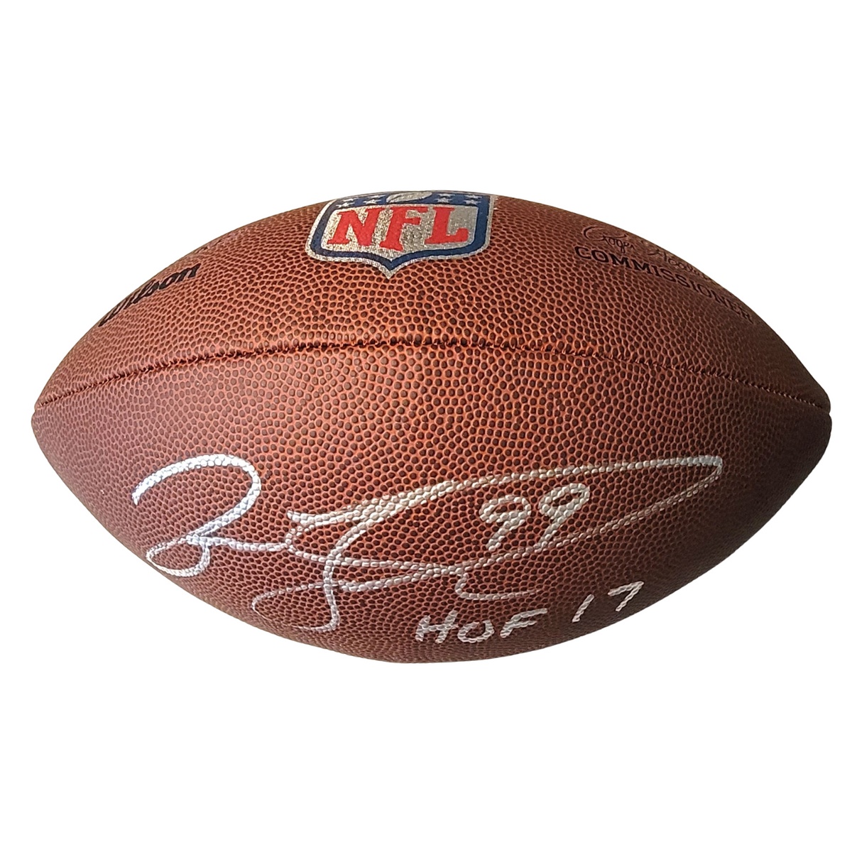 Jason Taylor Autographed Miami Dolphins Wilson The Duke Replica Football W/ HOF 17 Beckett Witnessed