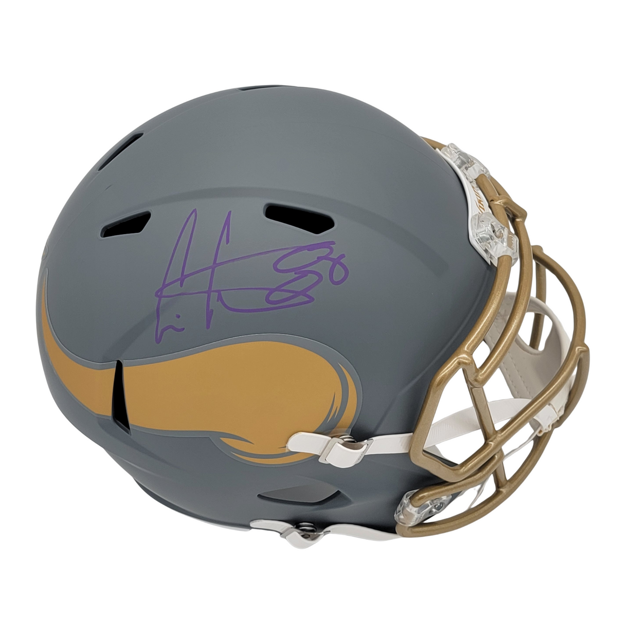 Cris Carter Autographed Minnesota Vikings Slate Replica Helmet Beckett