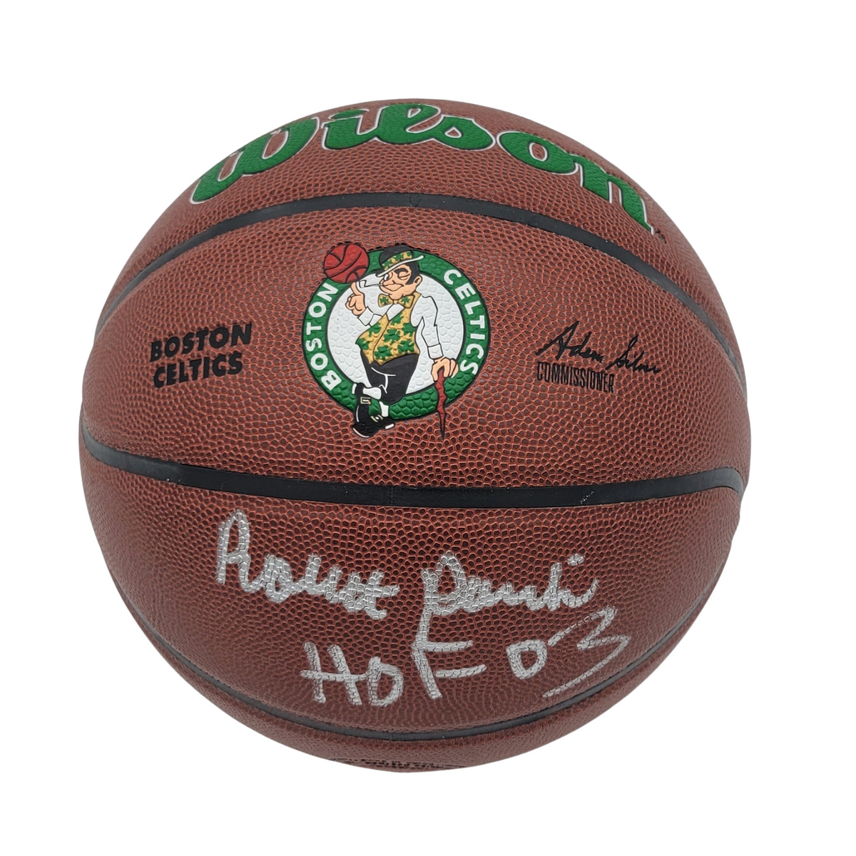 Robert Parish Autographed Boston Celtics Logo Basketball W/ HOF 03 Beckett Witnessed