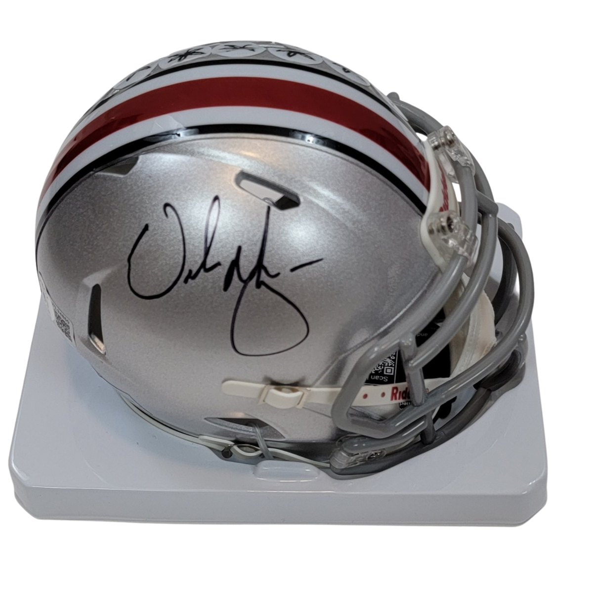 Urban Meyer Autographed Ohio State Riddell Speed Mini Helmet Beckett Witnessed