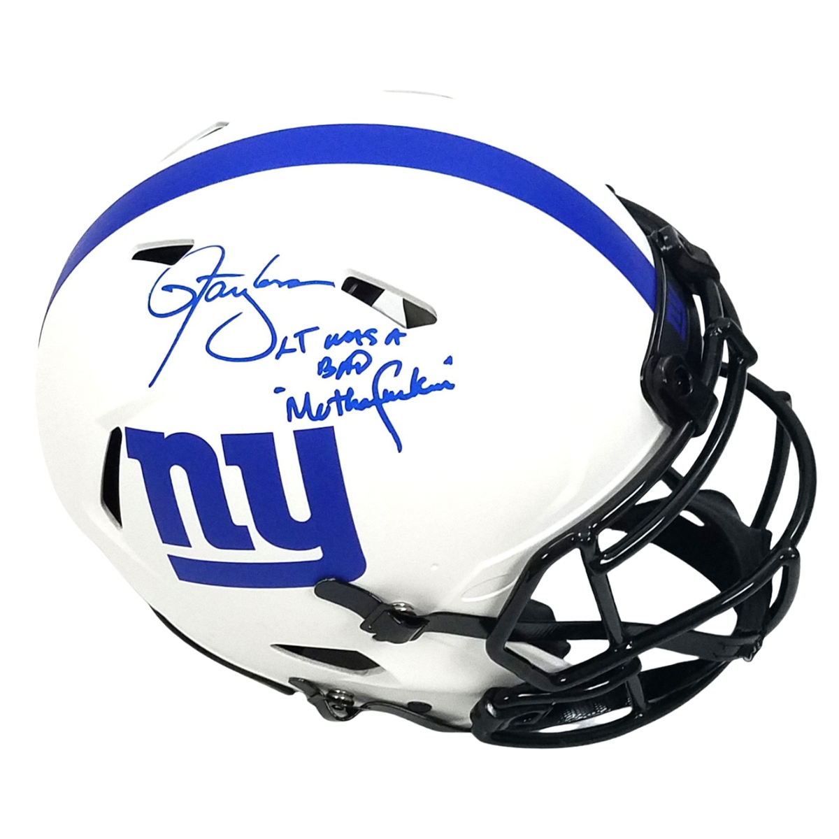 Lawrence Taylor Autographed New York Giants Riddell Lunar Eclipse Authentic Helmet W/ L.T. Was A Bad Motherfucker Beckett Witnessed