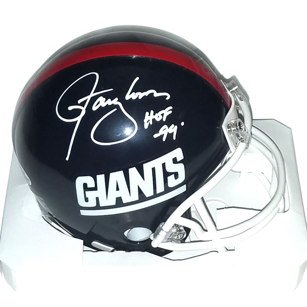 Lawrence Taylor Autographed New York Giants T/B Riddell Mini Helmet W/ HOF 99 Beckett Witnessed White Paint