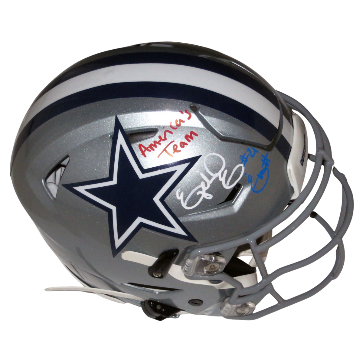 Ezekiel Elliott Autographed Dallas Cowboys Riddell Speed Flex Authentic Helmet W/America's Team Beckett Witnessed