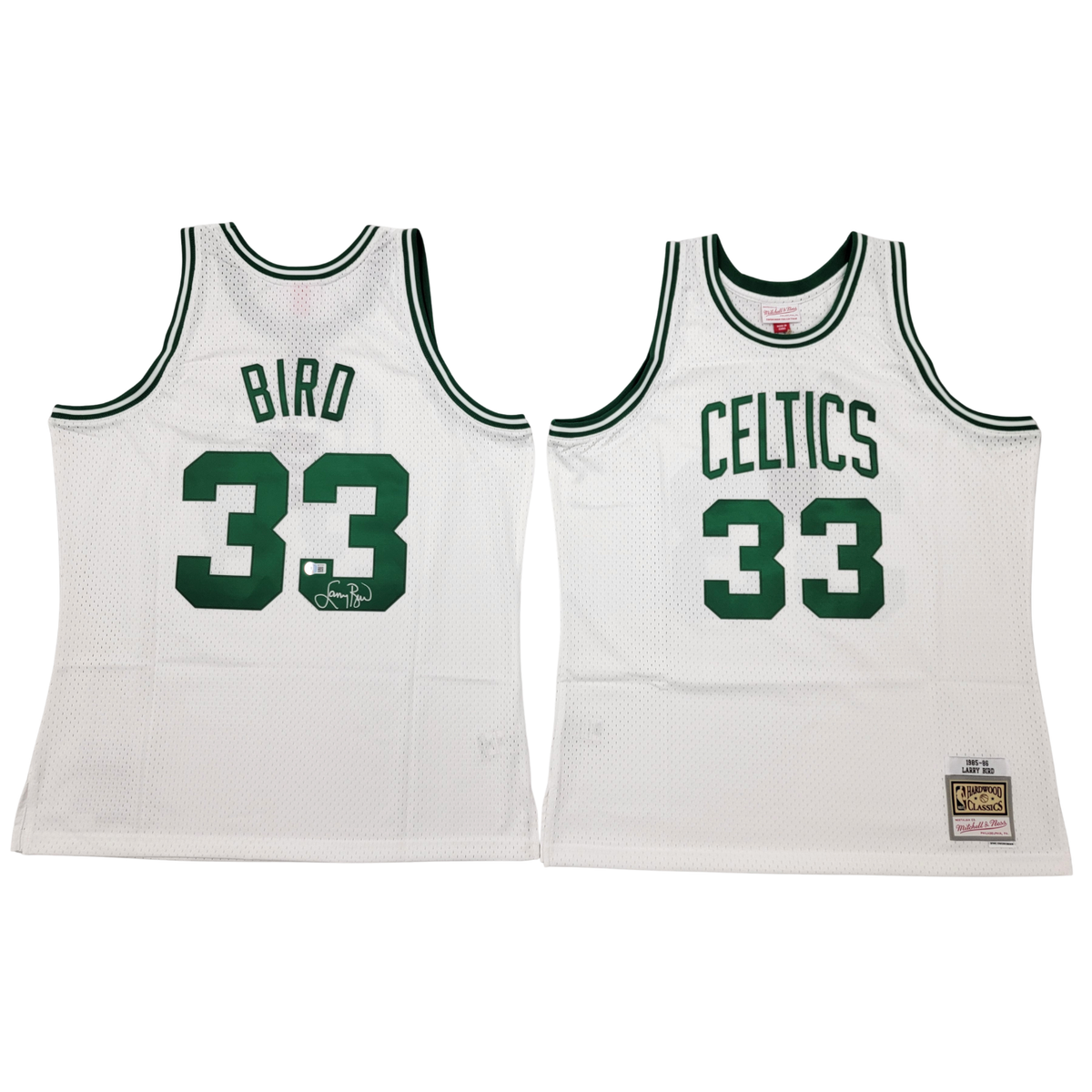 Larry Bird Autographed Boston Celtics White Mitchell & Ness Swingman Jersey Beckett Witnessed