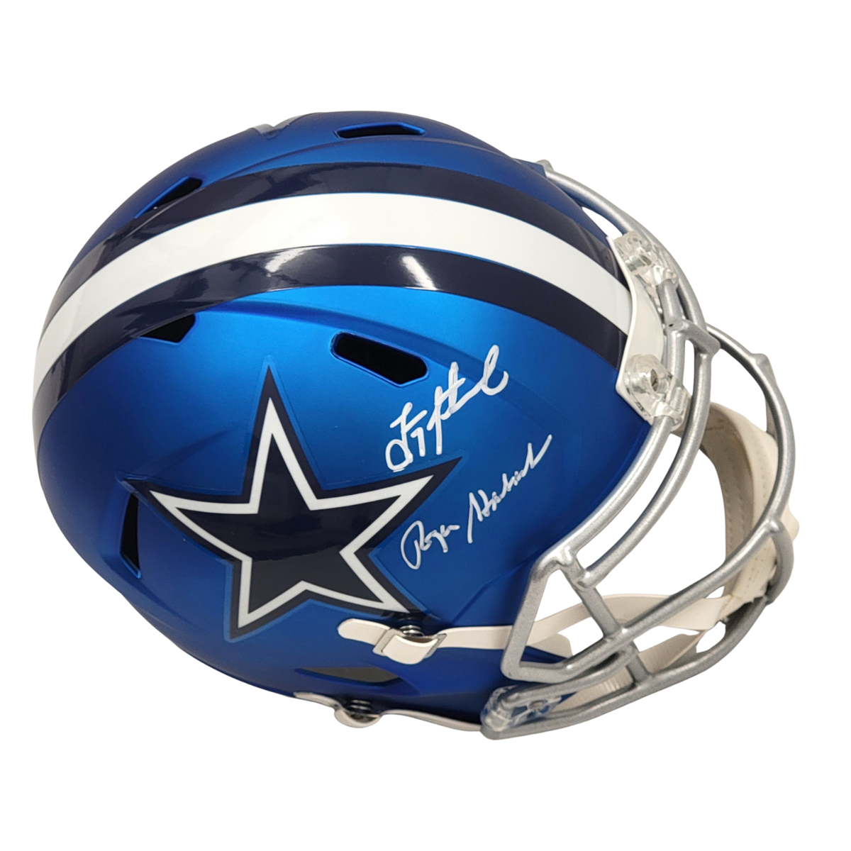 Troy Aikman Roger Staubach Autographed Dallas Cowboys Blaze Speed Replica Helmet Beckett Fanatics