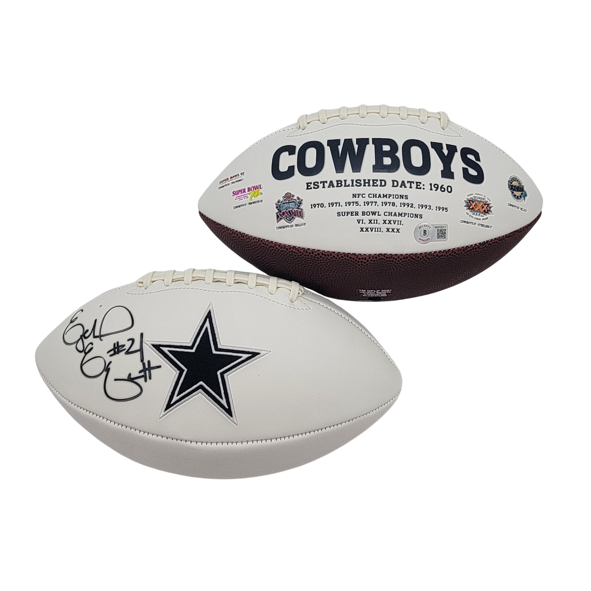 Ezekiel Elliott Autographed Dallas Cowboys Logo Football Beckett Witness