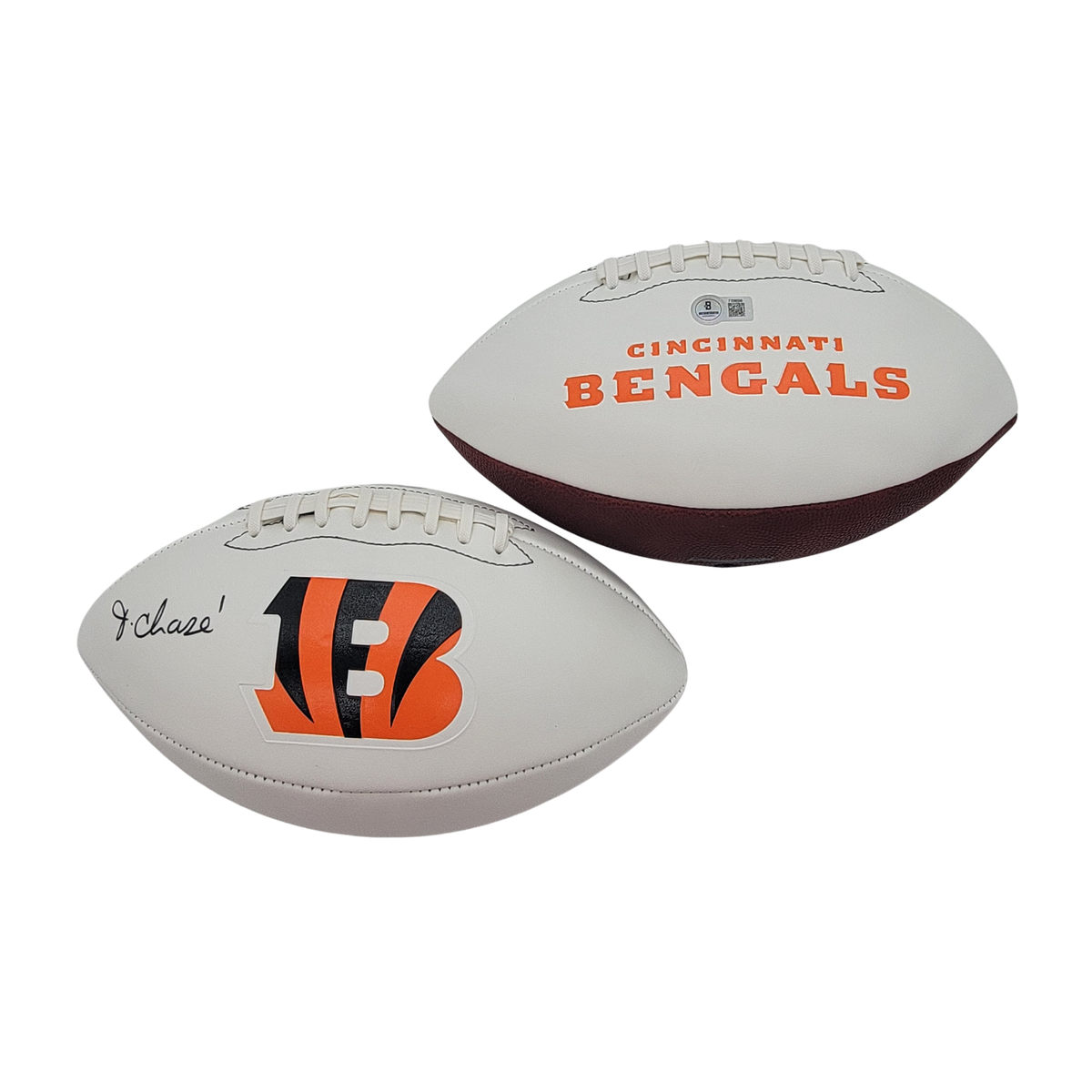 Ja'Marr Chase Autographed Cincinnati Bengals Logo Football Beckett Witness