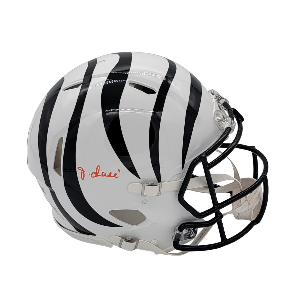 Ja'Marr Chase Autographed Cincinnati Bengals Riddell 2022 ALT White Speed Authentic Helmet Beckett Witnessed