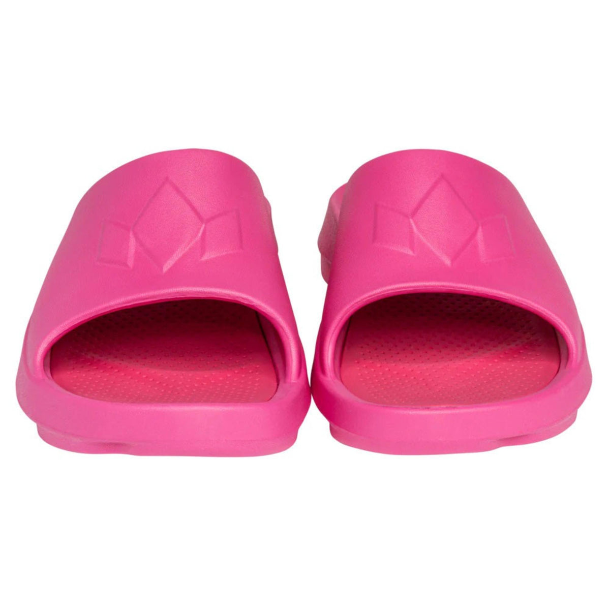 Slip-on recovery slide sandals with cushioned foam construction and open-toe design for comfort and post-activity wear.