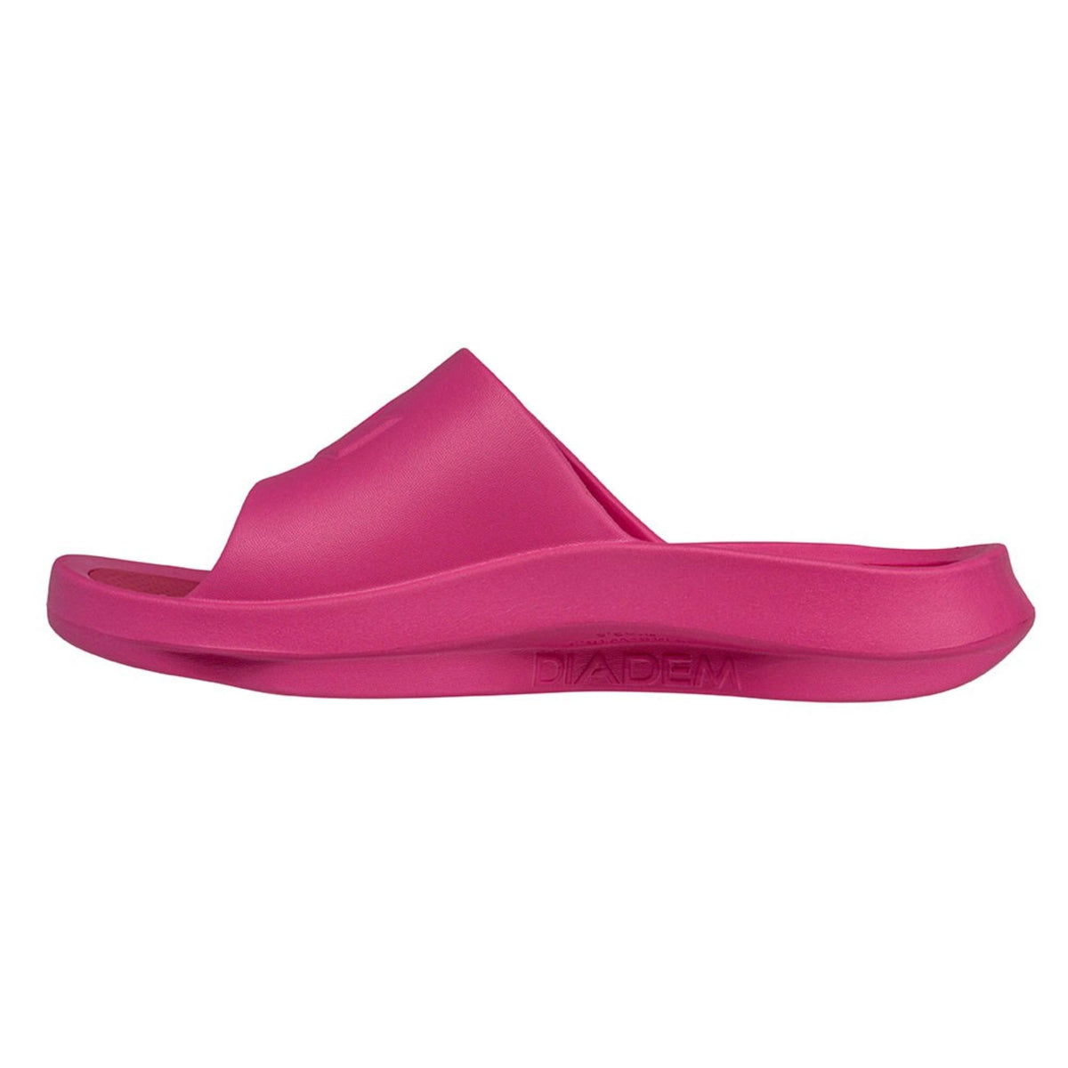 Slip-on recovery slide sandals with cushioned foam construction and open-toe design for comfort and post-activity wear.