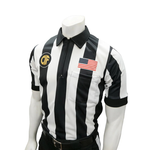 Smitty | USA-109CA-607 | Poly/Spandex Body Flex Referee Short Sleeve Shirt Football Official Lacrosse USA Flag