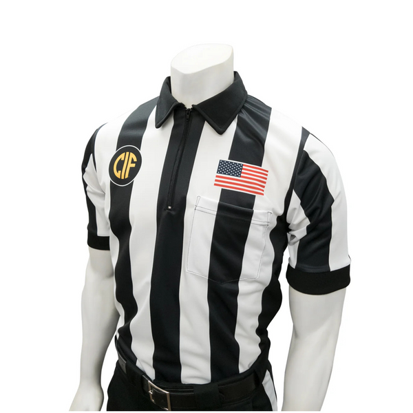 Smitty | USA-109CA | Body Flex Mesh Fabric Referee Short Sleeve Shirt Football Official Lacrosse USA Flag Over Pocket
