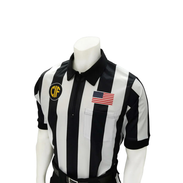 Smitty | USA-137CA | Body Flex Mesh Fabric Referee Short Sleeve Shirt Football Official Lacrosse w/Flag Over Pocket