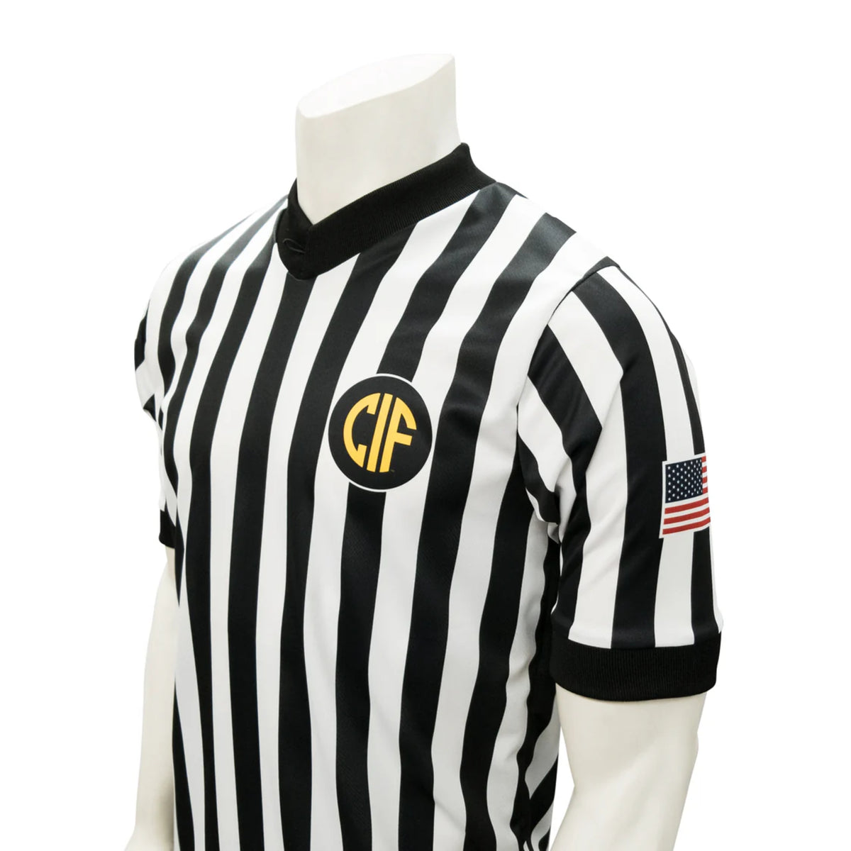 Smitty | USA-200CA | Body Flex Mesh Fabric Referee Short Sleeve Basketball/Wrestling V-Neck Shirt USA Flag