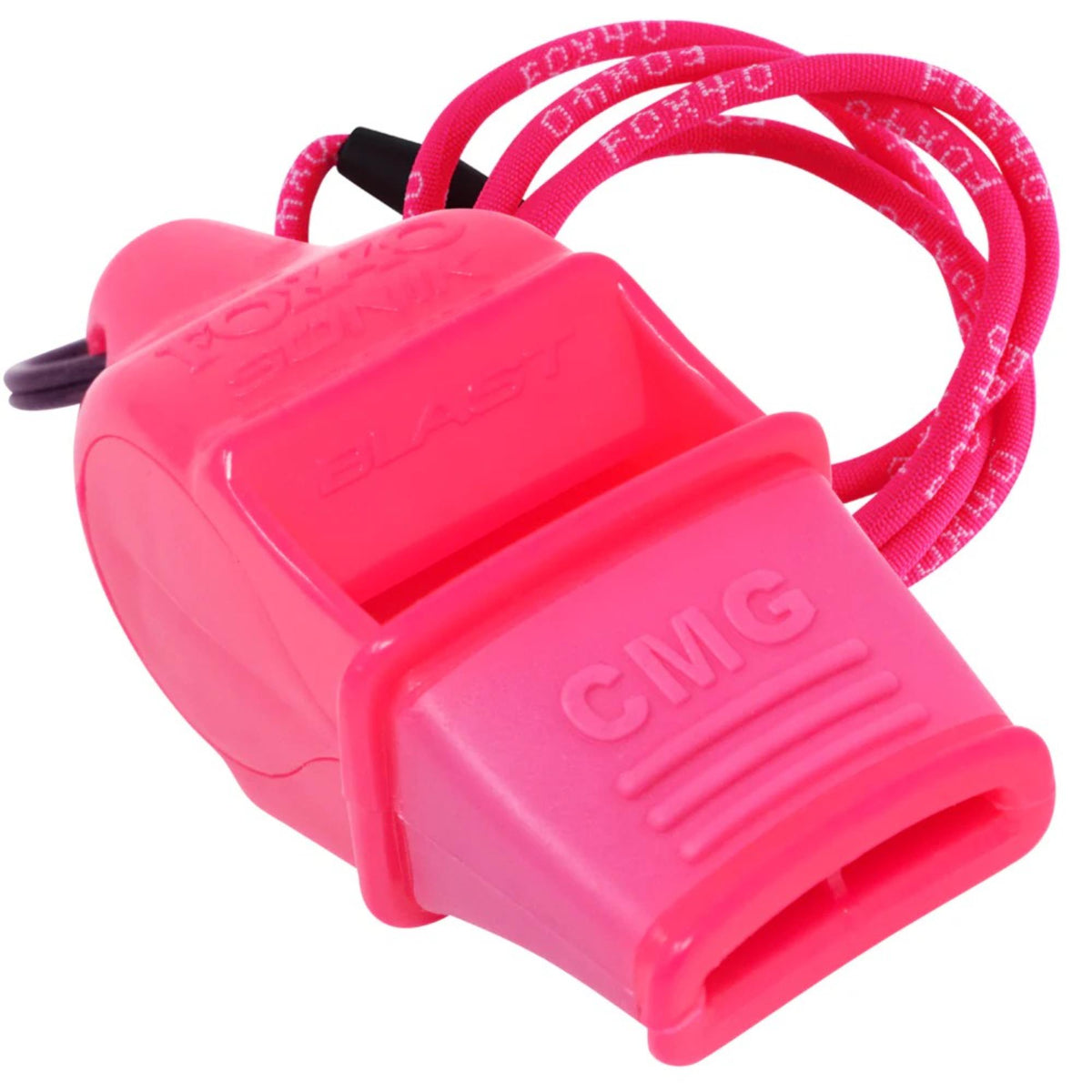 Compact safety whistle with cushioned mouth grip and attached breakaway lanyard for secure and convenient use.