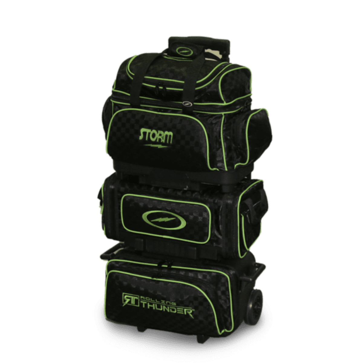 Storm Rolling Thunder 6 Ball Roller Bowling Bag Checkered Black Lime