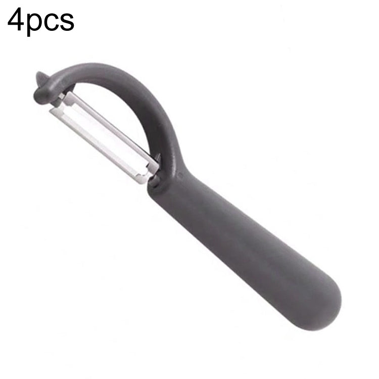 4个一卖 Stainless Steel Round Handle Peeler Sugar Cane Scraper Fruit Plane, 4 PCS Apple Peeler Knife (Dark Gery), 4 PCS