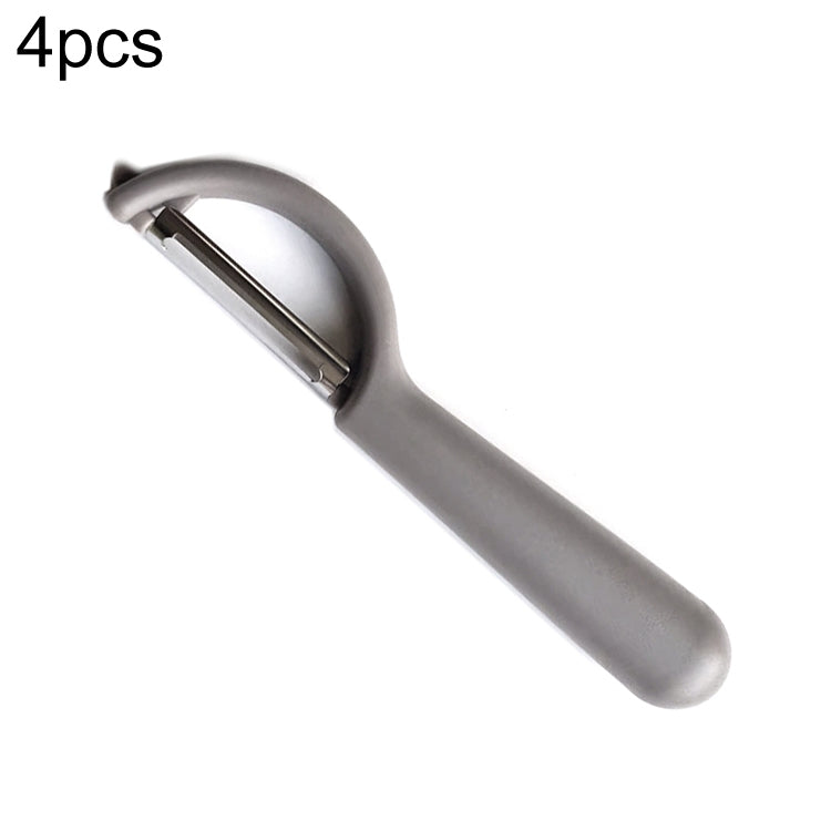 4个一卖 Stainless Steel Round Handle Peeler Sugar Cane Scraper Fruit Plane, 4 PCS Apple Peeler Knife (Dark Gery) - View 12