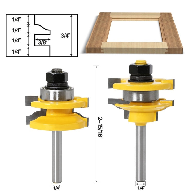 3 PCS/Set 1/4 Handle Household Mortise Joint Cutter Woodworking Engraving Milling Cutter, 3 PCS/Set 1/4 Handle - View 4