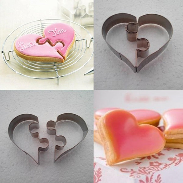 Left Heart+Right Heart Love Puzzle Biscuit Mold, Heart Shape - View 4