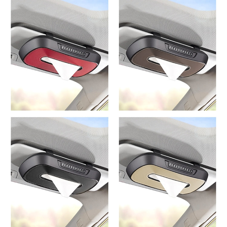 Car Sun Visor Hanging Sunroof Seat Back Tissue Box, Leather Black, Leather Beige, Leather Brown, Leather Red - View 2