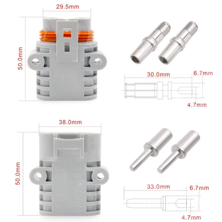 Anderson 50A 12V/24V Air Conditioner Waterproof Plugs Automotive Power Cord Connector, Female Connector, Male - View 5
