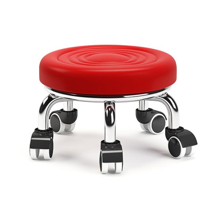 Low Rolling Stool with Wheels Small Swivel Roller Stool, 22cm Ripple Casters Black, 22cm Ripple Casters Red - View 2