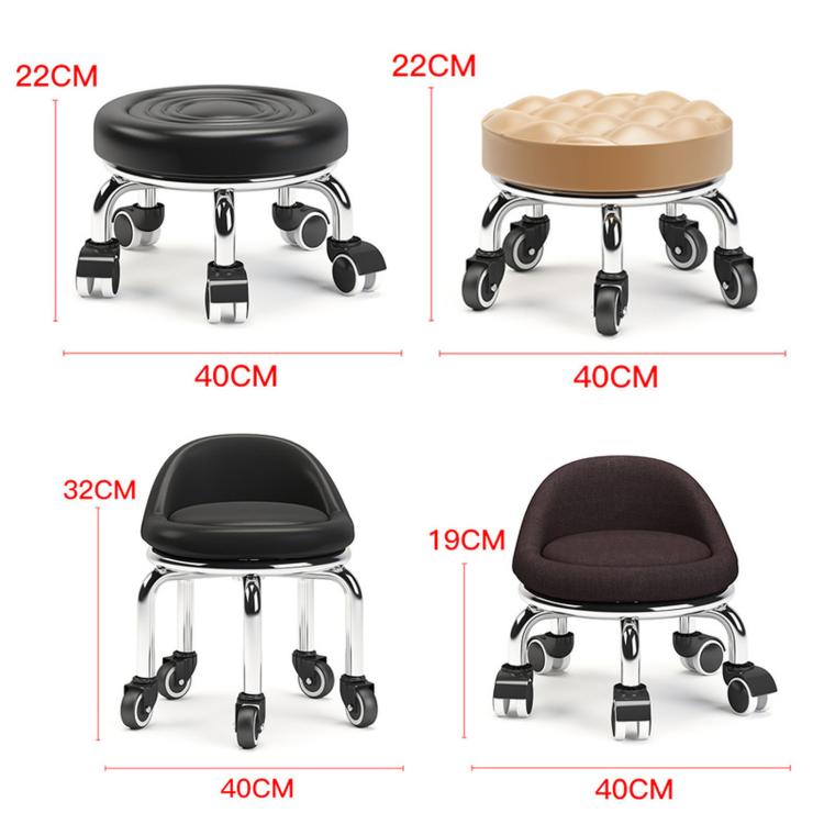 Low Rolling Stool with Wheels Small Swivel Roller Stool, 22cm Ripple Casters Black, 22cm Ripple Casters Red - View 15