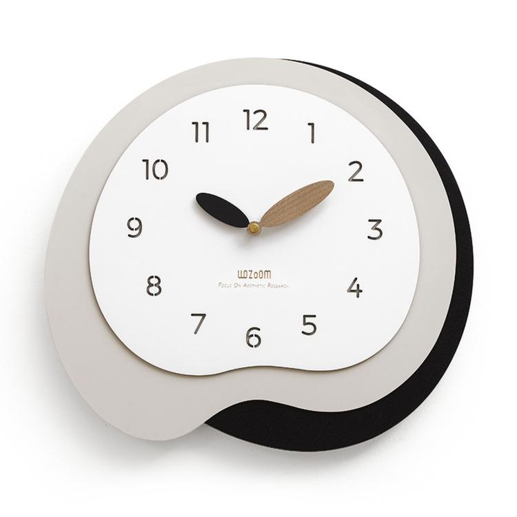 wozoom Modern Irregular Wall Clock Silent Decorative Wood Quartz Clocks For Living Room, Beige Blue With - View 4