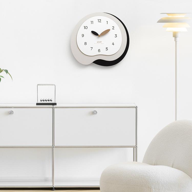 wozoom Modern Irregular Wall Clock Silent Decorative Wood Quartz Clocks For Living Room, Beige Blue With - View 9
