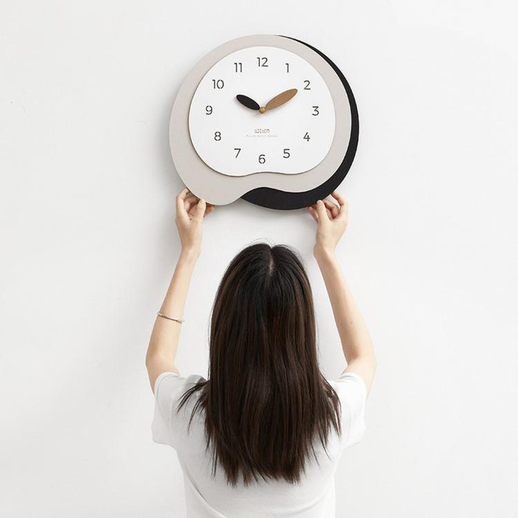 wozoom Modern Irregular Wall Clock Silent Decorative Wood Quartz Clocks For Living Room, Beige Blue With - View 10