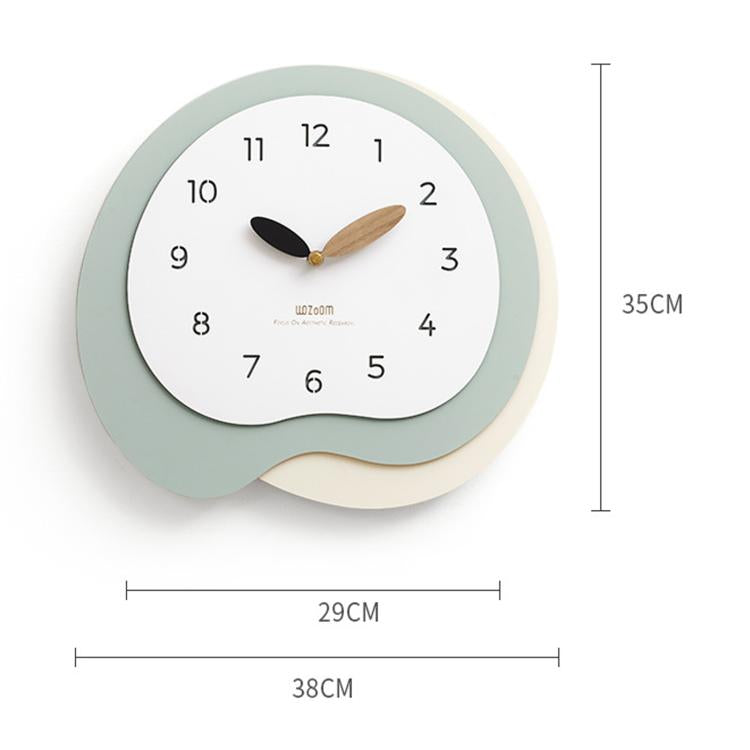 wozoom Modern Irregular Wall Clock Silent Decorative Wood Quartz Clocks For Living Room, Beige Blue With - View 13