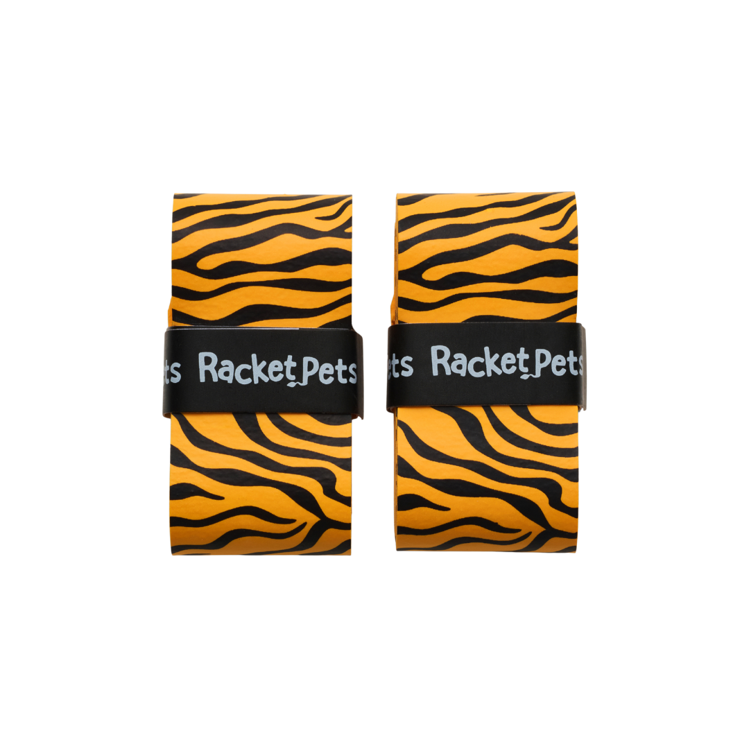 Racket Pets Tennis Overgrip 2 Pack, Animal Print in Tiger - Front View