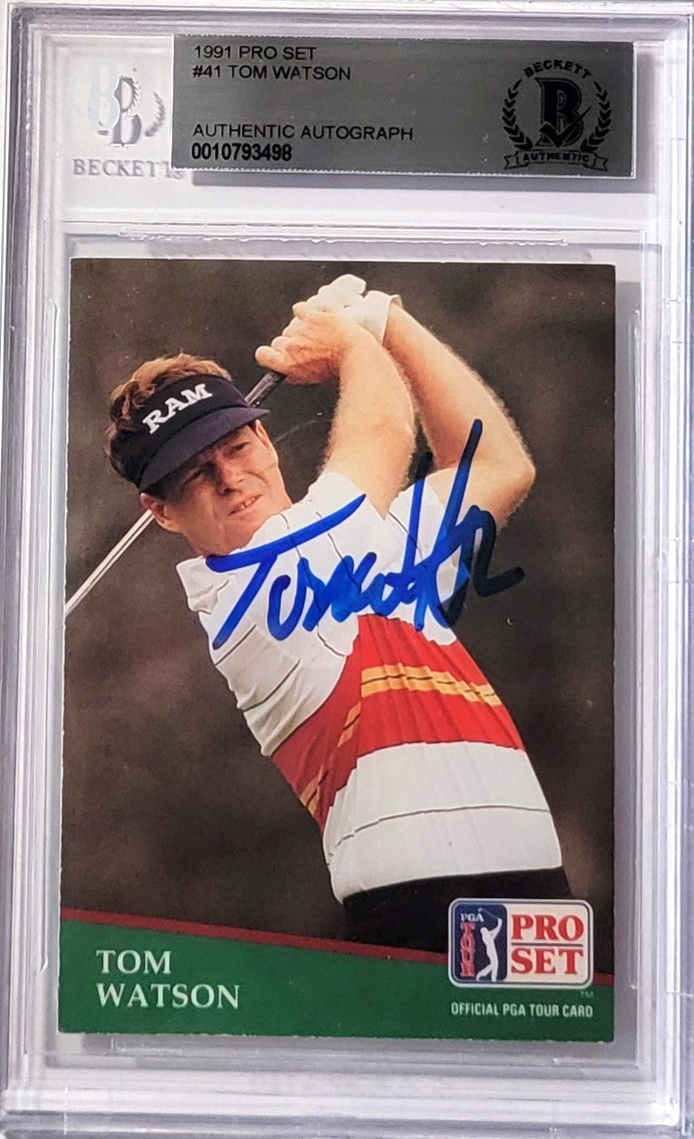 Tom Watson Autographed PGA Tour Golf Encapsulated 1991 Pro Set #41 Trading Card Beckett Authenticated