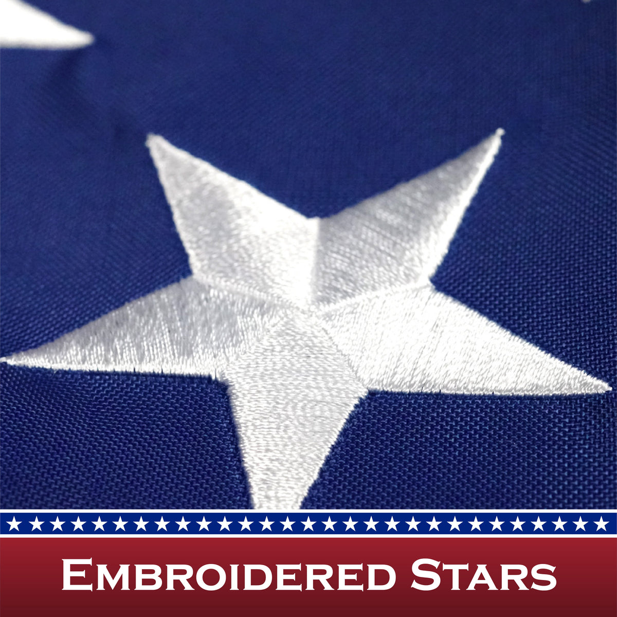 American Flag 210D Embroidered Polyester 2x3 Ft - with Pole Sleeve - View 3