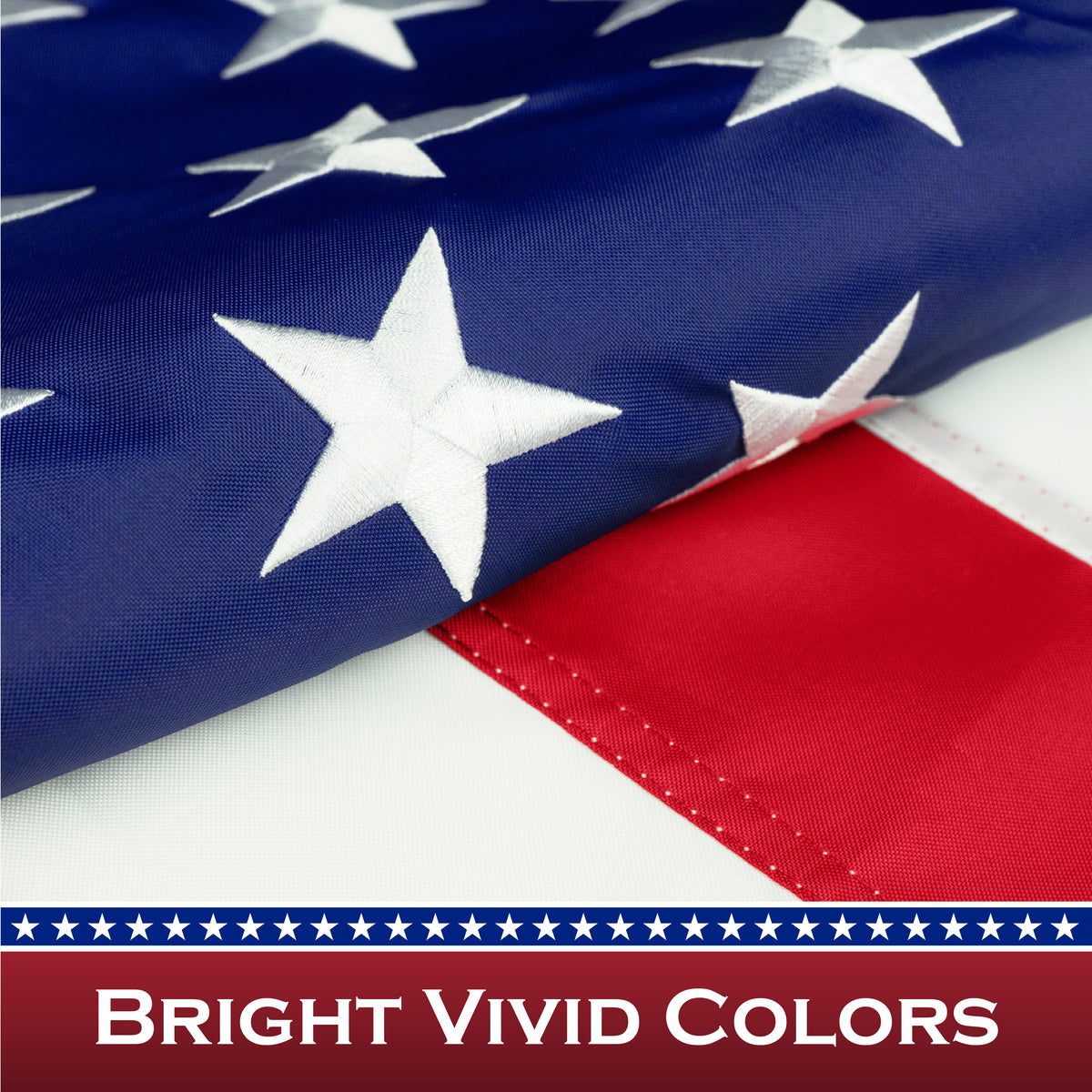 American Flag 210D Embroidered Polyester 2x3 Ft - with Pole Sleeve - View 4