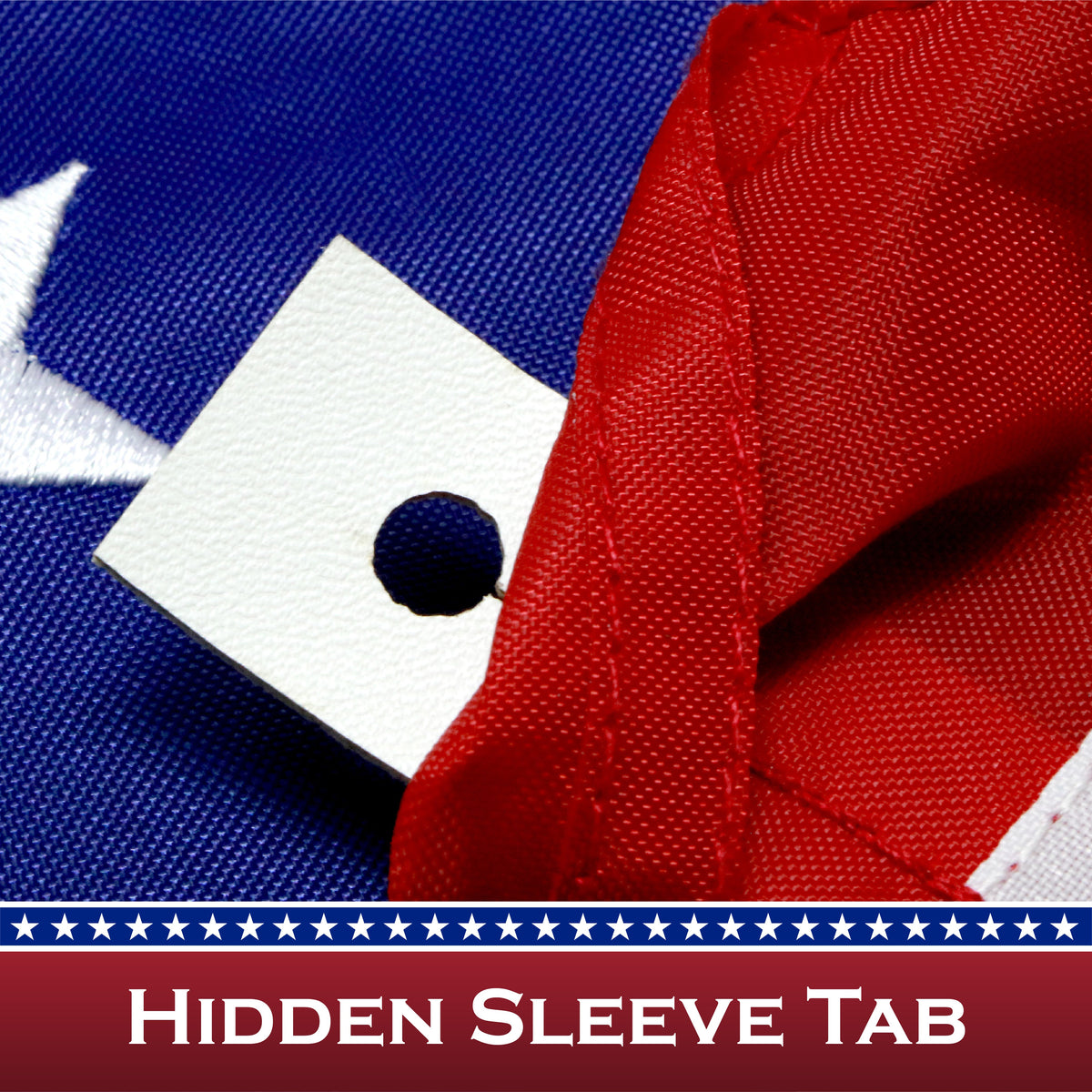 American Flag 210D Embroidered Polyester 2x3 Ft - with Pole Sleeve - View 6