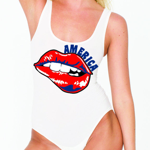 USA America Lips Bodysuit