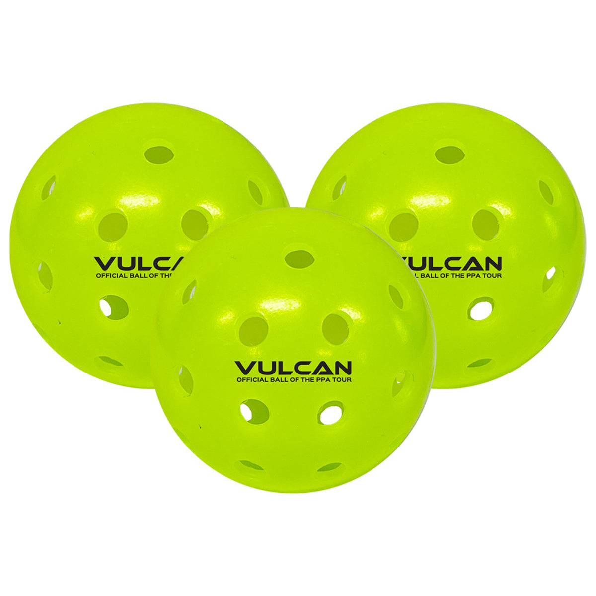 Vulcan VPRO FLIGHT Outdoor Pickleball | Official Ball of the PPA Tour | Hi-Vis Yellow | 3-Pack