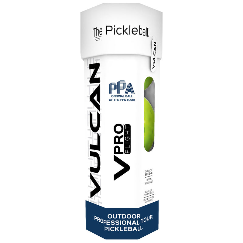 Vulcan VPRO FLIGHT Outdoor Pickleball | Official Ball of the PPA Tour | Hi-Vis Yellow | 3-Pack