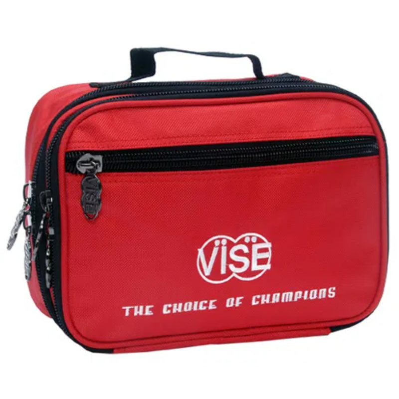 Red bag with 'Vise' logo and text on a white background