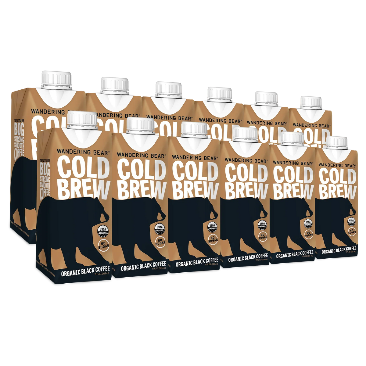 Wandering Bear Organic Black Cold Brew Coffee, 11 fl oz (Case of 12)