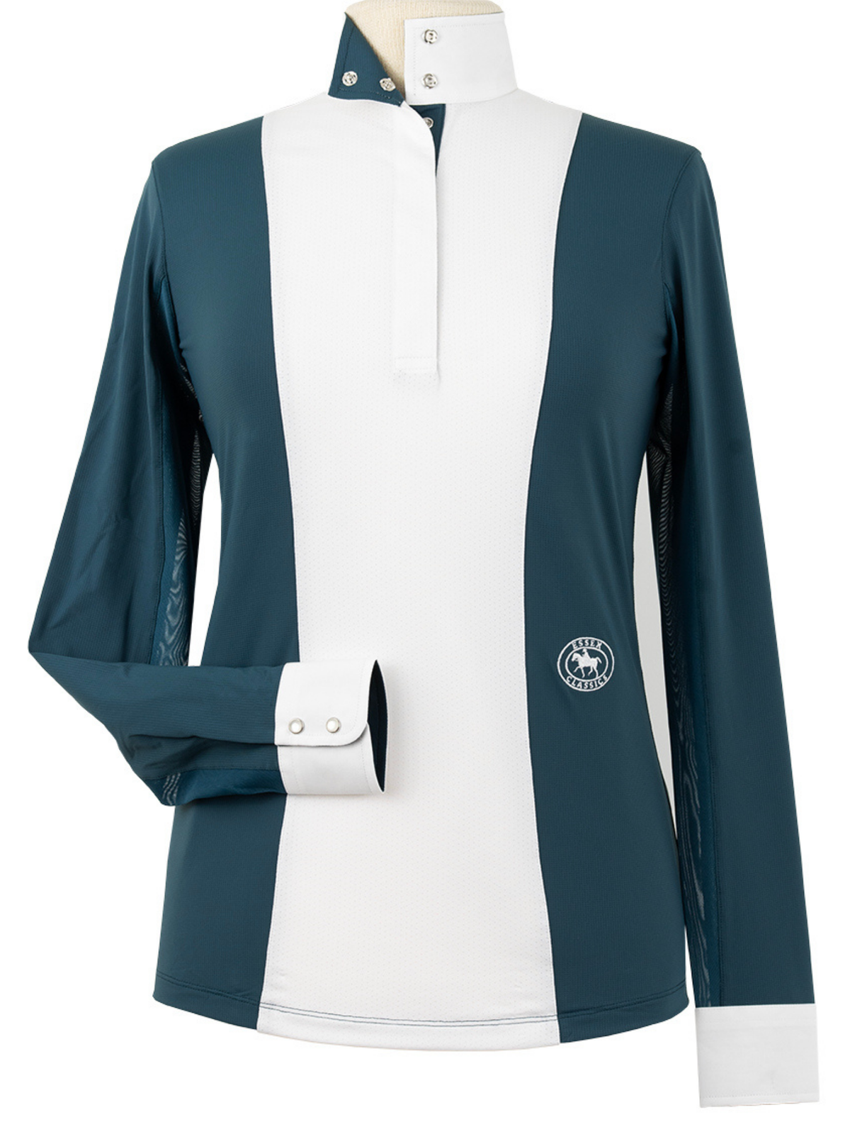 Ladies "Luna II"Teal Self-Trim Long Sleeve Performance Show Shirt